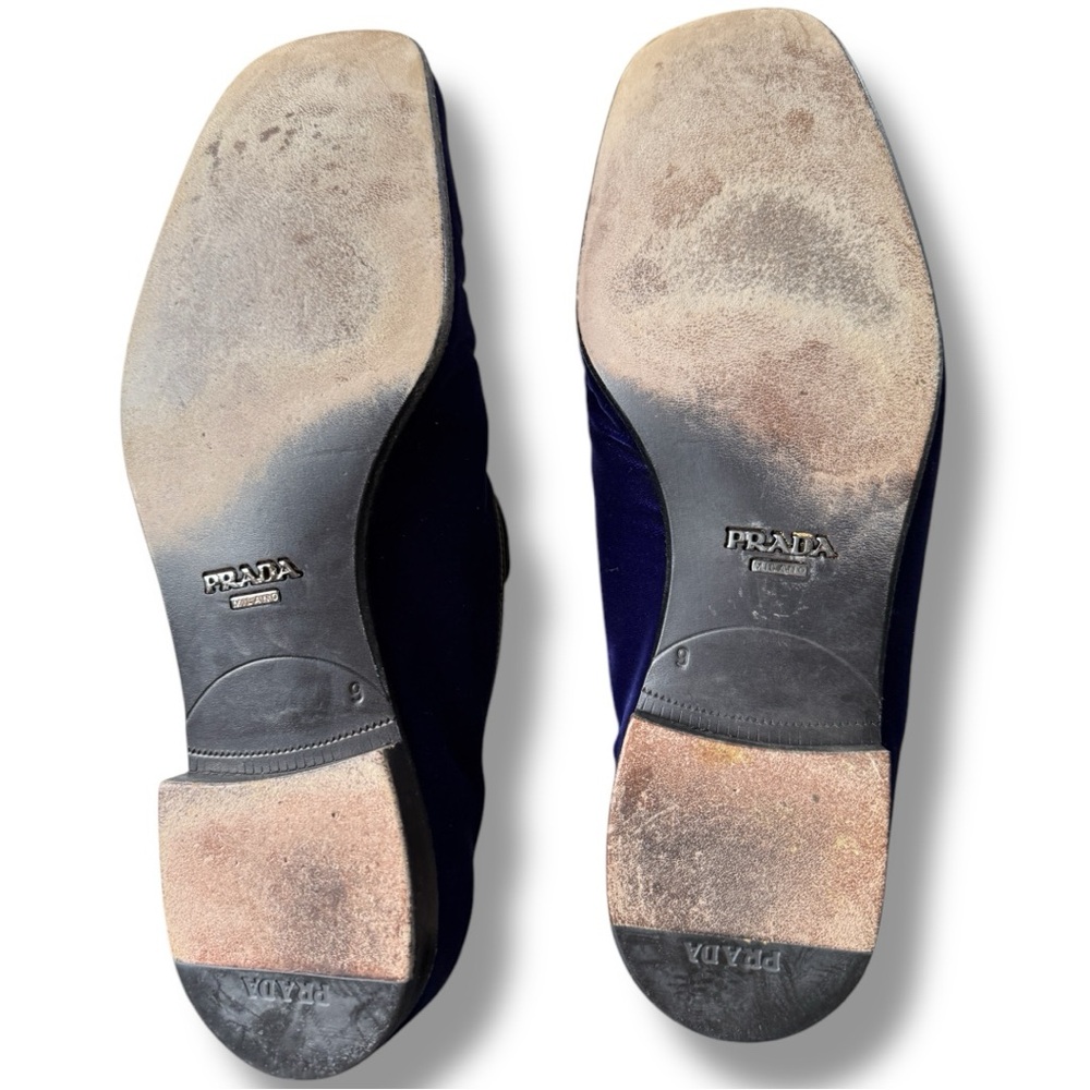 Prada Blue-Purple Velvet Tassel Smoking Shoes Loafers Size 9 - Picture 6 of 9